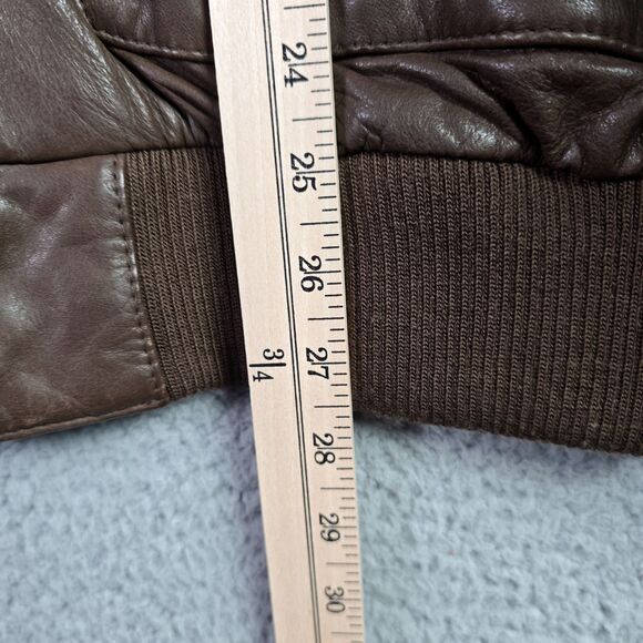Reed Sportswear Men Leather Coat R46 XL Brown Bomber Map Lining Deep Pockets Y2K - Picture 10 of 16